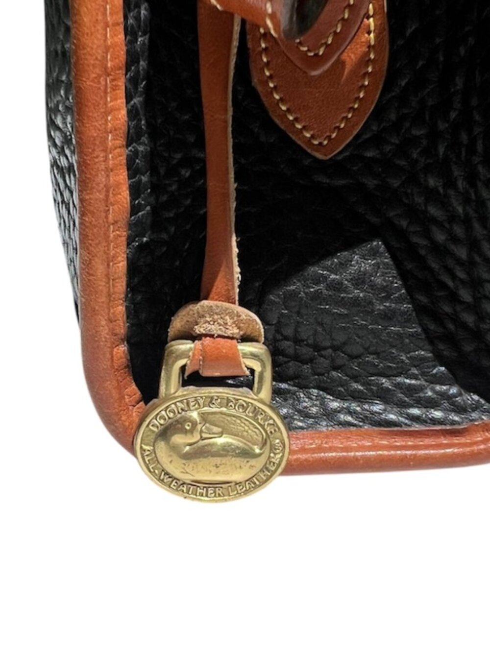Vintage Dooney & Bourke AWL Black Brown Pebbled Leather Crossbody Bag USA - Picture 11 of 14